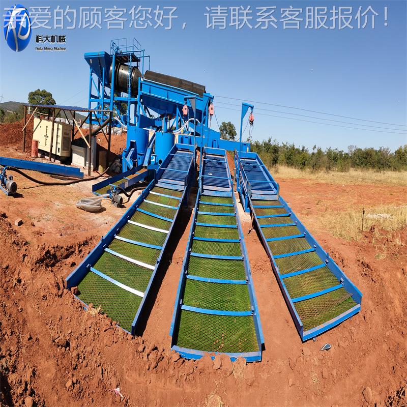 KD-200挖金设备滚 筒矿机 大型抽洗沙选金平台 滚筒筛鼓动溜槽淘