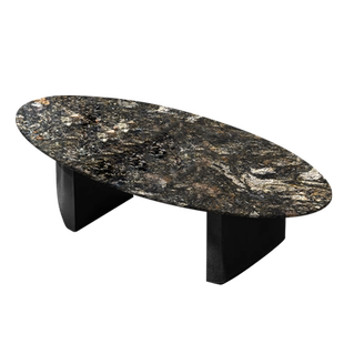 天然铂金钻奢石茶几家用大小户型别墅轻奢悬浮感椭圆形大理石茶几