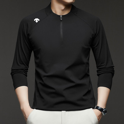 【专柜同款】秋冬季轻奢卫衣男士半拉链运动抓绒衣男装T恤打底衫