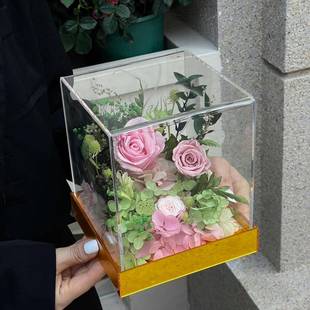 母亲节迷你花园亚克力摆件情人节礼物送女友企业团购永生花礼品