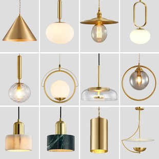 斯堪 餐厅酒吧灯照明流 纳维亚全铜小吊灯单头卧室床头灯创意时尚