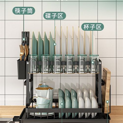 碗架沥水架双层杯架沥水碗碟架家用滤水碗篮厨房置物架放碗收纳架