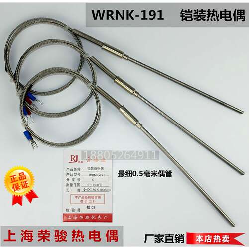 WRNK-191 K型铠装热电偶 测温探头 K型热电偶 铠装丝可随意弯曲