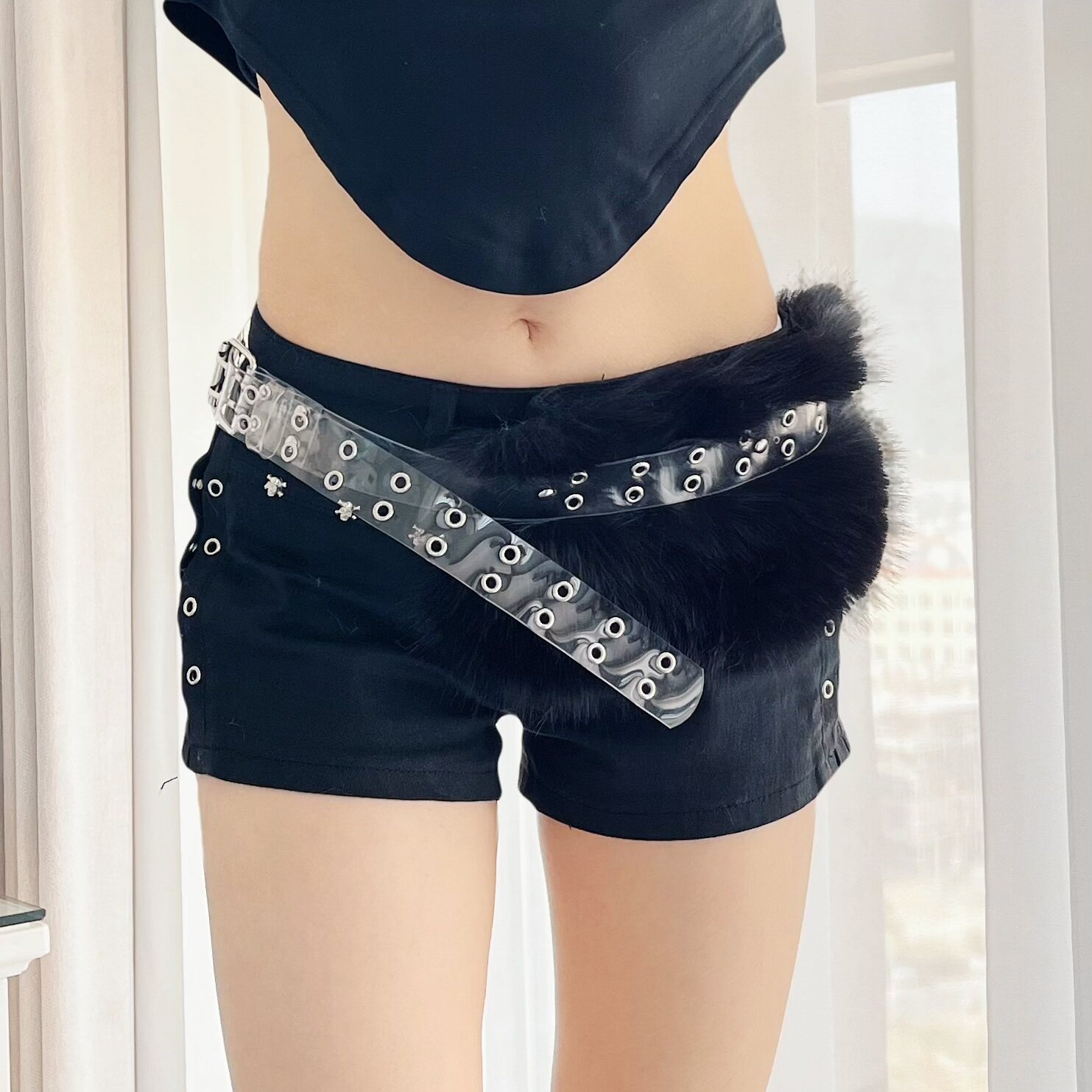 朋克镂空金属腰带宽皮带学生透明塑料毛毛牛仔裤带衬衫裙子腰封