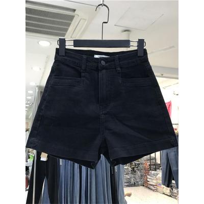 黑色薄款牛仔短裤女大码夏季新款弹力a字型胖mm高腰显瘦五分热裤