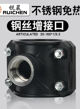 PE内丝增接口25-110不锈钢内丝增接口快速分水鞍座PE管道抢修配件
