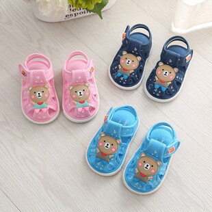 婴儿布凉鞋女1-2到3岁婴幼儿软底走路会叫的学步鞋男宝宝女宝夏季
