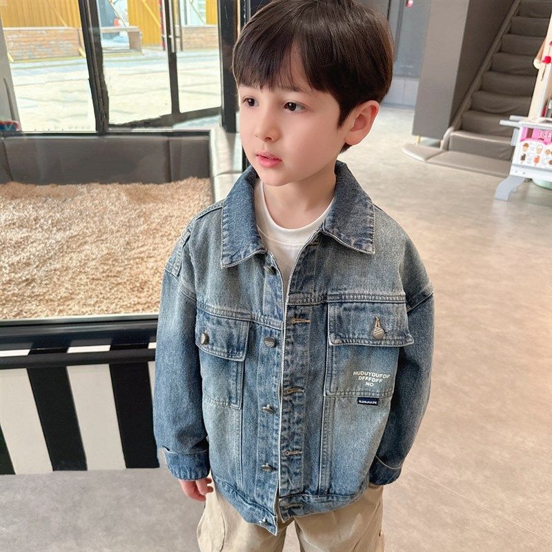 男童春季韩版洋气牛仔外套2025新款童装儿童春秋帅气宽松休闲外套,童装/婴儿装/亲子装,儿童牛仔外套,淘宝优惠券,粉丝福利购,淘宝优惠卷