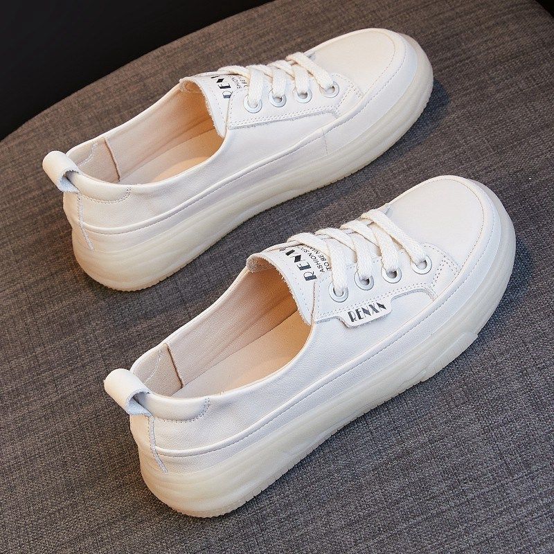 牛筋底小白鞋女板鞋2024新款百搭休闲女鞋子秋季平底软底真皮单鞋