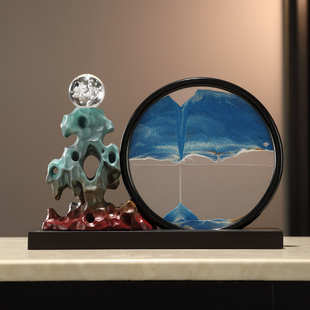 时来运转流沙画摆件书房办公室桌面摆件高级感客厅玄关装饰品乔迁