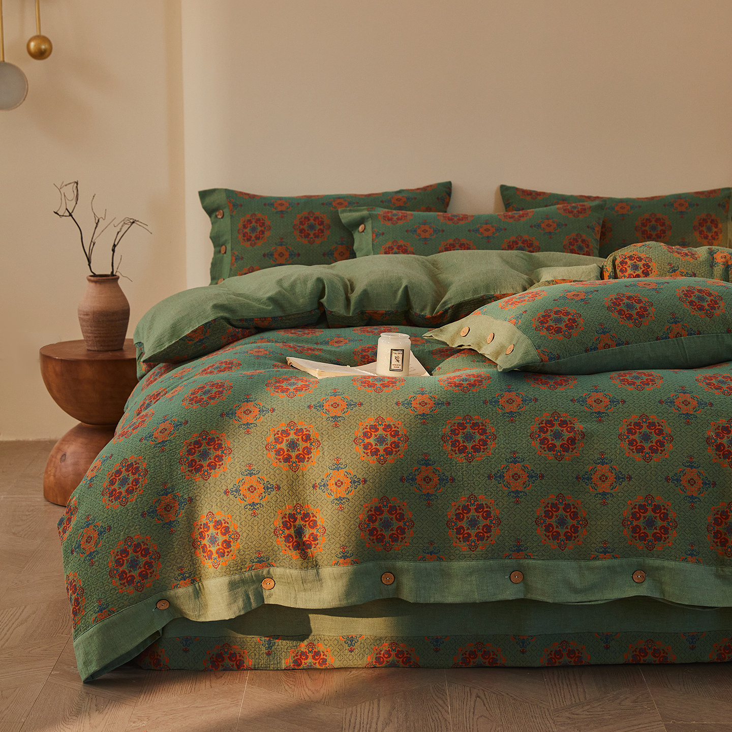 高级感全棉水洗色织双层纱提花床上四件套纯棉床单被套法式轻奢风,床上用品,床品套件/四件套/多件套,淘宝优惠券,粉丝福利购,淘宝优惠卷