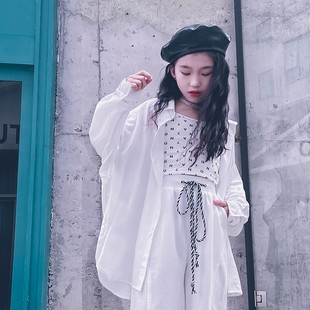 冷大娘定制男女儿童纯棉白衬衫薄款防晒衣抒情风街舞垂感衬衣亲子