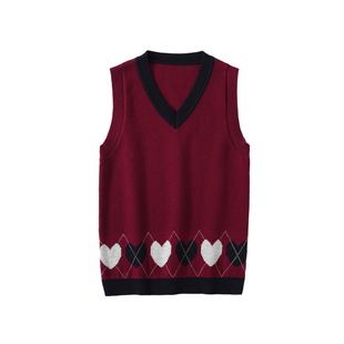 灰色马甲女款春秋外搭时尚外穿男宝学院风毛衣女宝针织衫毛线背心