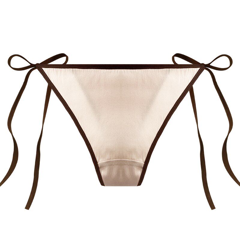 韵扉高端真丝系带两侧可解性感绑绳绑带细带系绳抗菌不夹臀内裤女