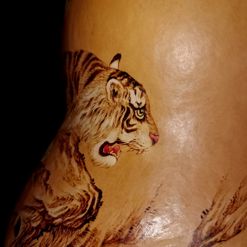 坐忘堂 天然葫芦手工 虎 非遗烙画转印 客厅电视机柜玄关装饰摆饰