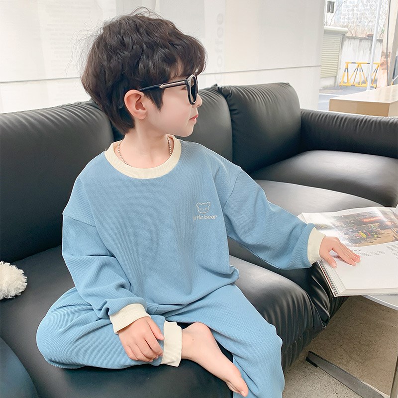 儿童睡衣男童2024新款春秋款家居服套装春装男孩A类棉绸网红衣服