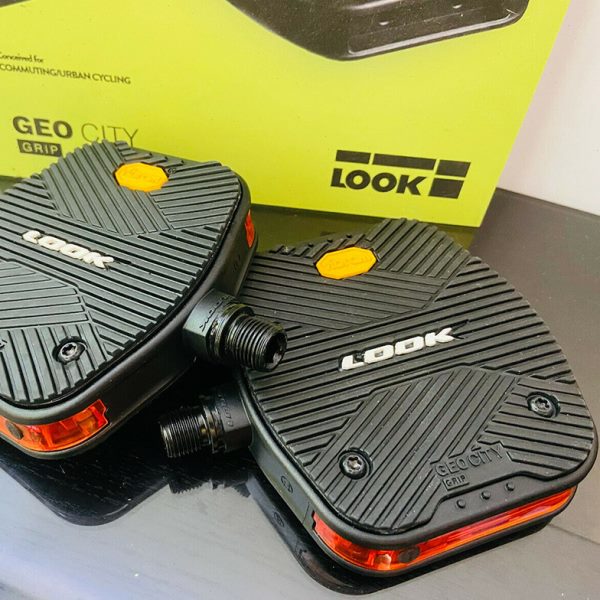 法国Look Geo City Grip Vision 单车自行车平踏脚踏锁踏附发光灯