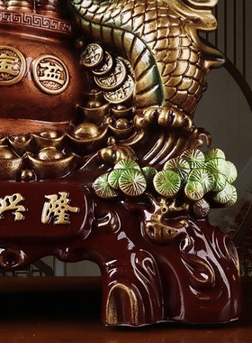 中式生意兴隆祥龙聚盆摆件公室客厅酒柜家居装饰店铺乔迁开业礼品