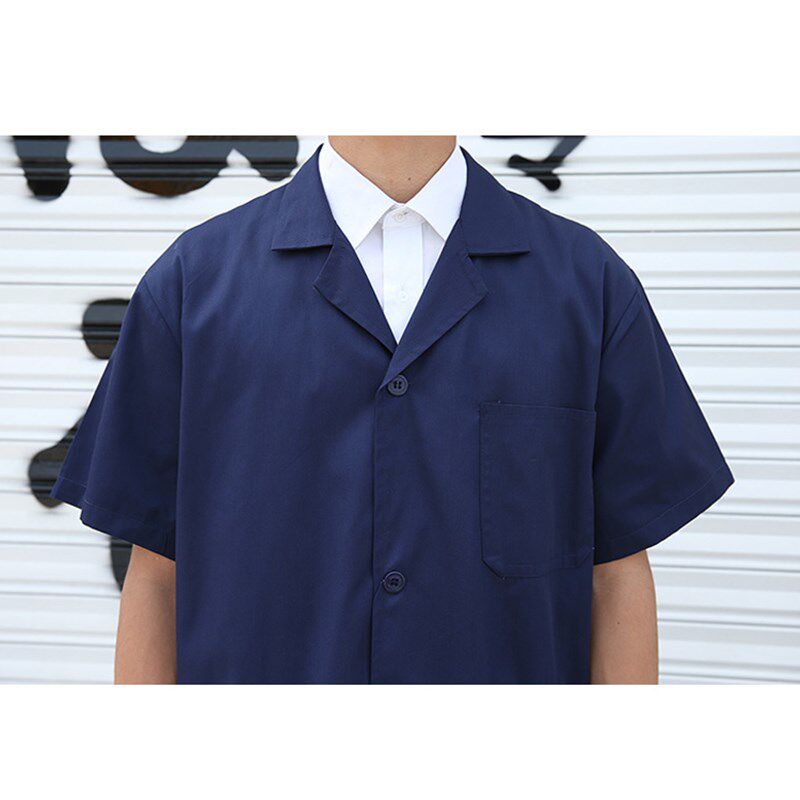 蓝大褂夏季薄款工作服长款男女长袖短袖劳保服大褂大挂长衫工作服