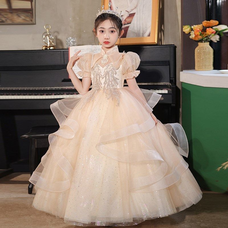 儿童晚礼服十岁女孩生日宴高级感公主裙女童主持人钢琴演出服高端