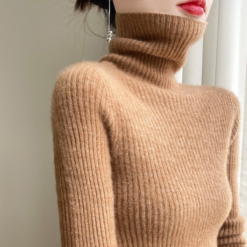 一线成衣高领毛衣女秋冬内搭修身加厚保暖2024新款紧身针织打底衫