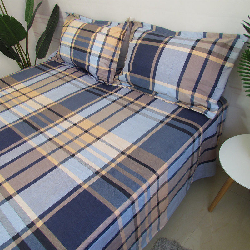 夏季老粗布大格子床单纯棉加厚单人睡单1.8/2m双人软凉席加大炕单