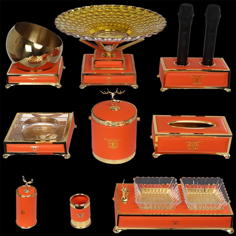 不锈钢ktv摆台用品全套商务轻奢台面摆件话筒座支架酒吧水果盘架