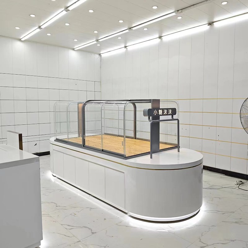面包柜面包展示柜弧形镀钛中岛柜边柜烘焙铁艺实木蛋糕店糕点柜