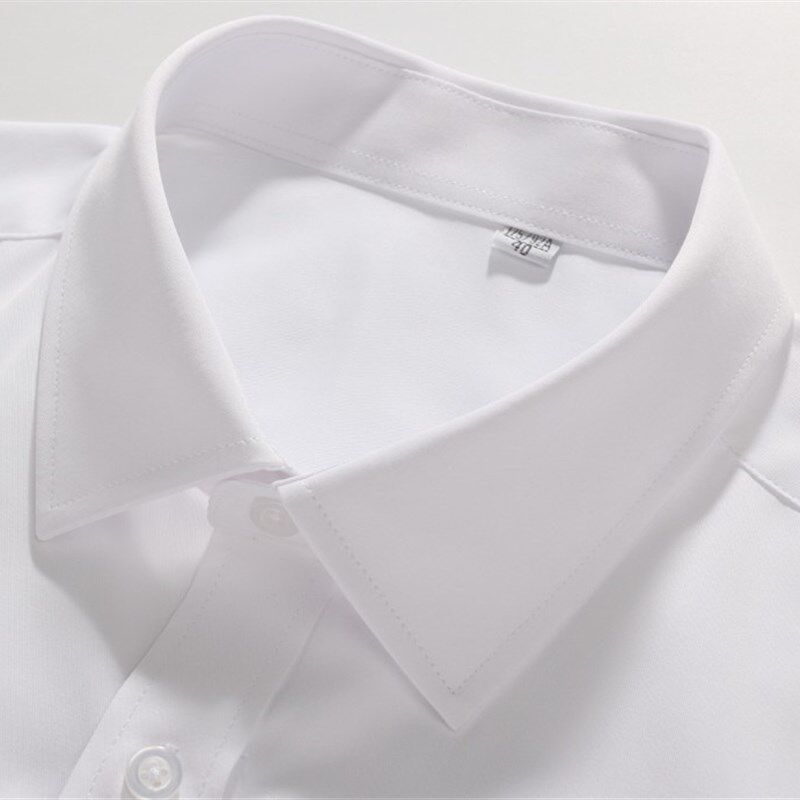 男士白色长袖工装衬衫浅蓝色职业衬衫纯白色面试衬衫工作服大码