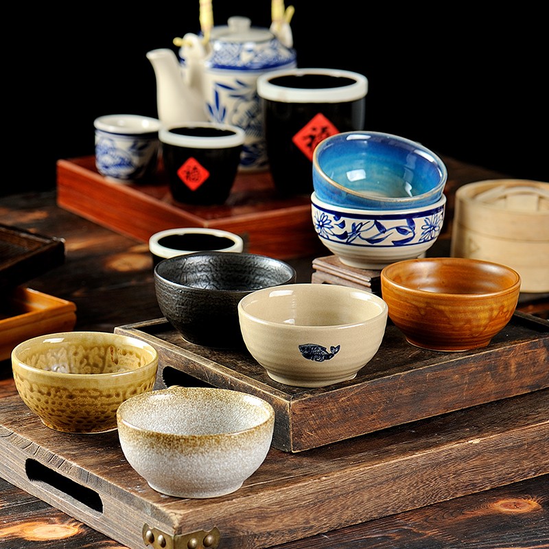 日式4.5寸小碗商用陶瓷迷你米饭碗家用小号汤碗饭碗小瓷碗餐具最