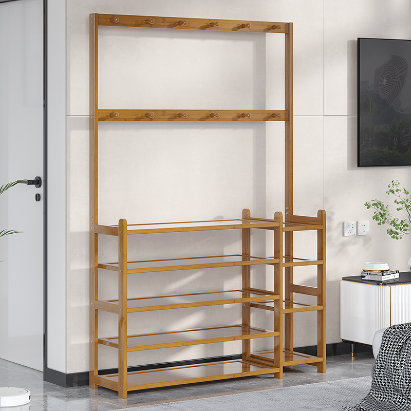 衣帽架落地多功能鞋架子家用门口多层鞋帽一体架经济型鞋柜置物架
