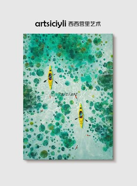 新中式纯手绘油画绿色抽象睡莲装饰画意境客厅玄关电表箱肌理挂画