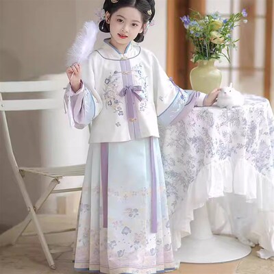 2025新款女童明制汉服春秋马面裙套装儿童国风古风唐装高端演出服