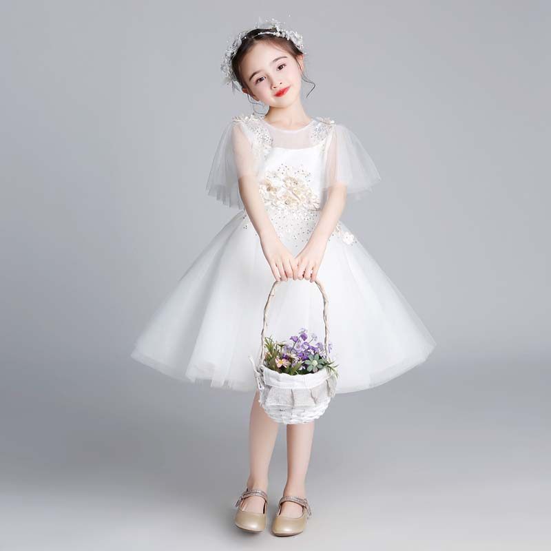 儿童公主裙蓬蓬纱花童婚纱裙女童白色晚礼服女孩生日钢琴演出服夏,童装/婴儿装/亲子装,儿童礼服,淘宝优惠券,粉丝福利购,淘宝优惠卷
