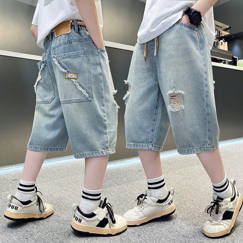 男童夏季牛仔裤子2025新款男孩大童儿童短裤五分裤破洞七分夏装潮,童装/婴儿装/亲子装,裤子,淘宝优惠券,粉丝福利购,淘宝优惠卷