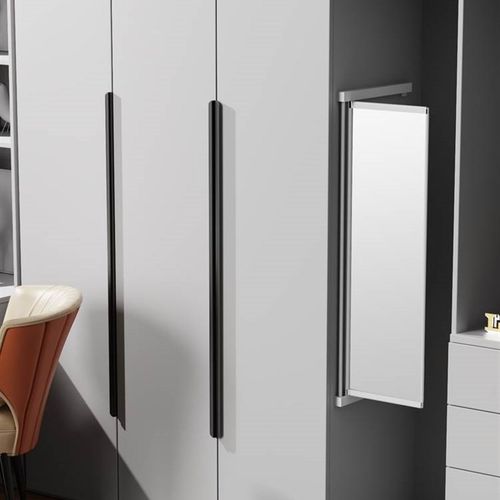 平开门衣柜穿衣镜柜内对开门推拉全身镜轨道折叠伸缩隐形试衣镜