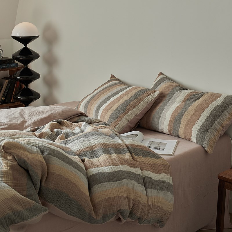 复古侘寂风丨双层纱布四件套纯棉全棉2024新款床单被套日式床品