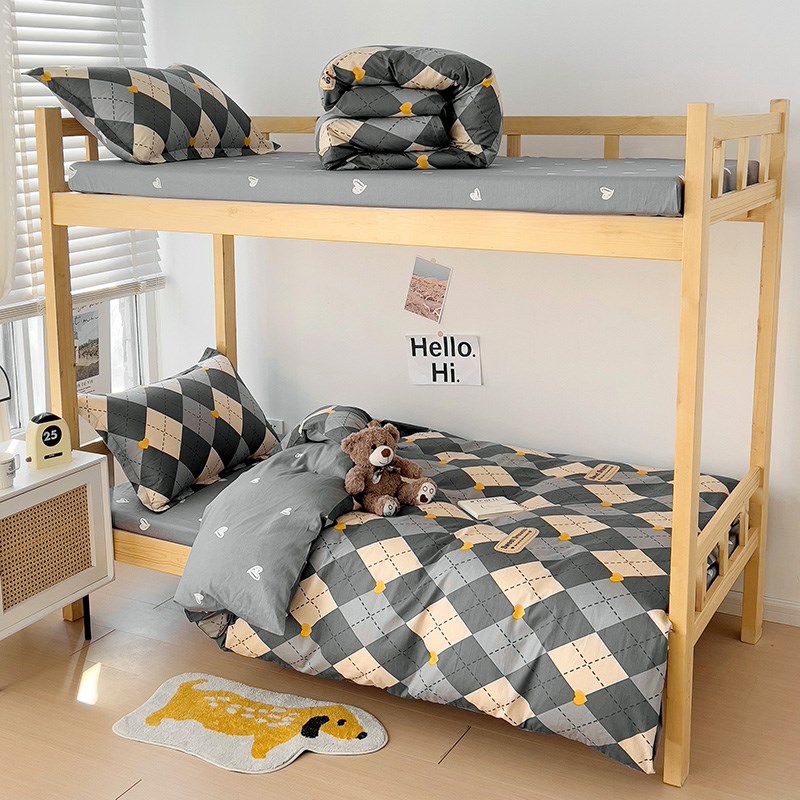 全棉三件套纯棉0.9米床单大学生宿舍床笠1.2m单人被套150x215cm