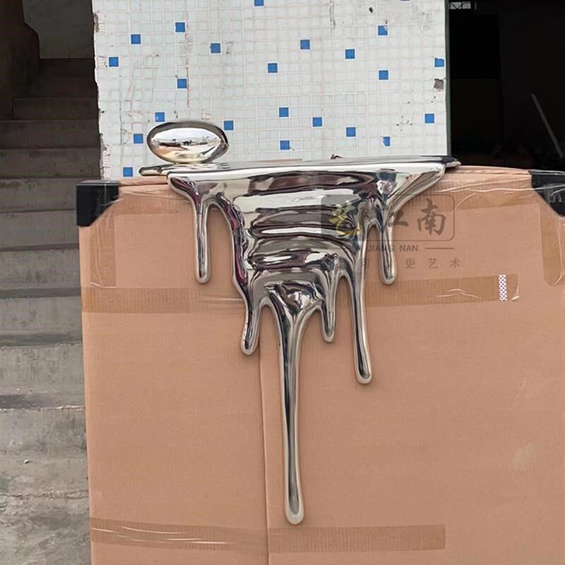 售楼处前台d流水电镀桌面摆件酒店办公楼接待台桌面抽象艺术品雕