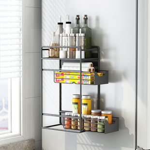 冰箱上方空间利用置物架侧边收纳磁吸壁挂M式家用厨房旁边侧面挂