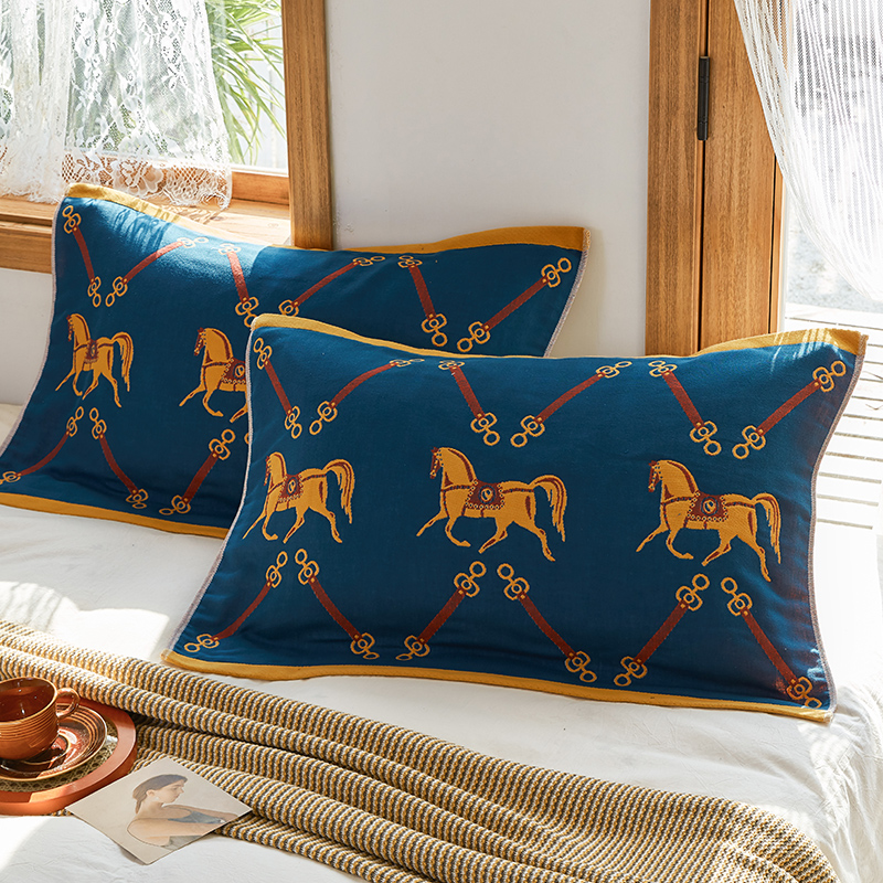 纯棉枕巾加厚全棉纱布情侣枕头巾一对装成人加大四季单人枕芯盖巾