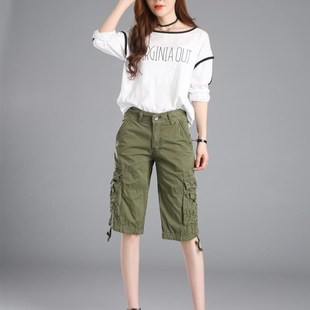 夏季 多口袋大码 沙滩短裤 男女宽松五分裤 迷彩休闲裤 马裤 裤 薄款 工装