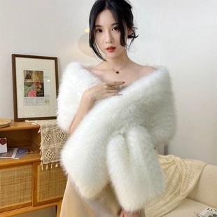 婚纱主纱披肩冬季披肩晚礼服外套时尚洋气高档结婚新娘披肩敬酒服