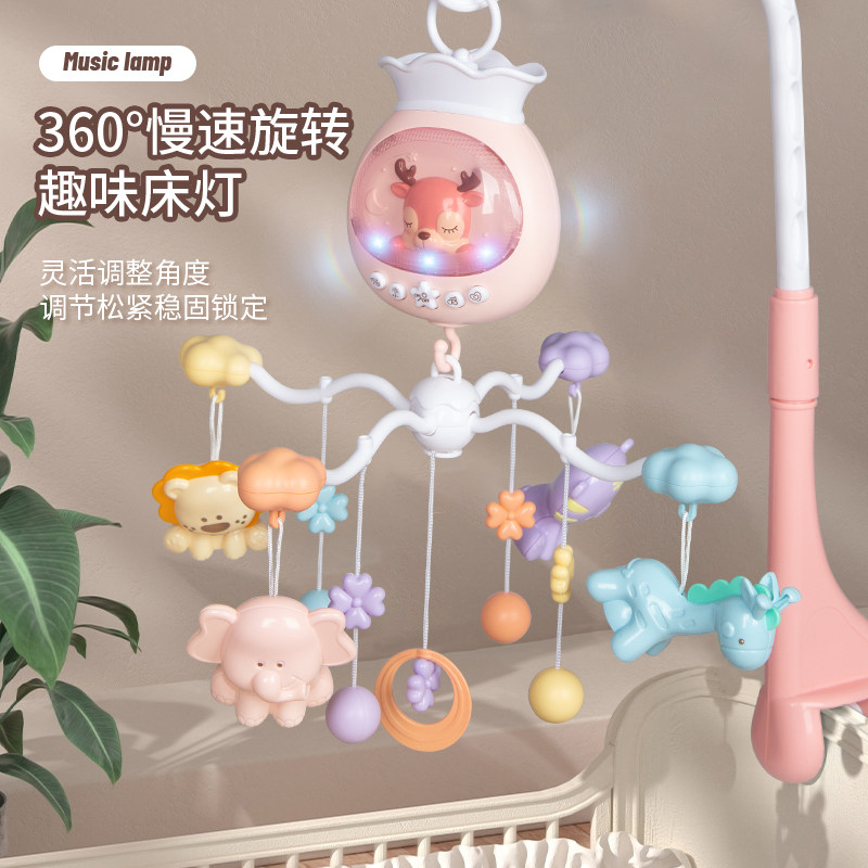 婴儿床头摇铃可旋转床上推车挂件车载悬挂吊挂支架床铃玩具0-1岁图片