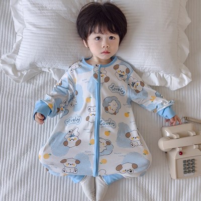 儿童连体睡衣春秋款男童纯棉防着凉1一3岁半宝宝秋冬女童连身睡袋