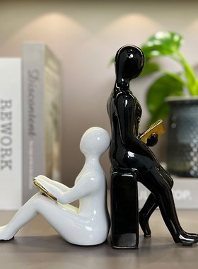 轻奢创意人物书档书靠摆件书房书架假书办公室客厅酒柜家居装饰品