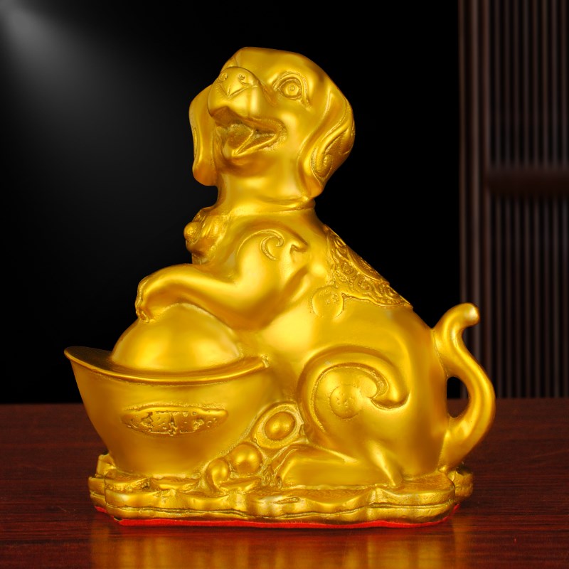 纯铜狗摆件坐元宝旺财狗西北补角缺G角十二生肖狗开业礼品吉祥物图片