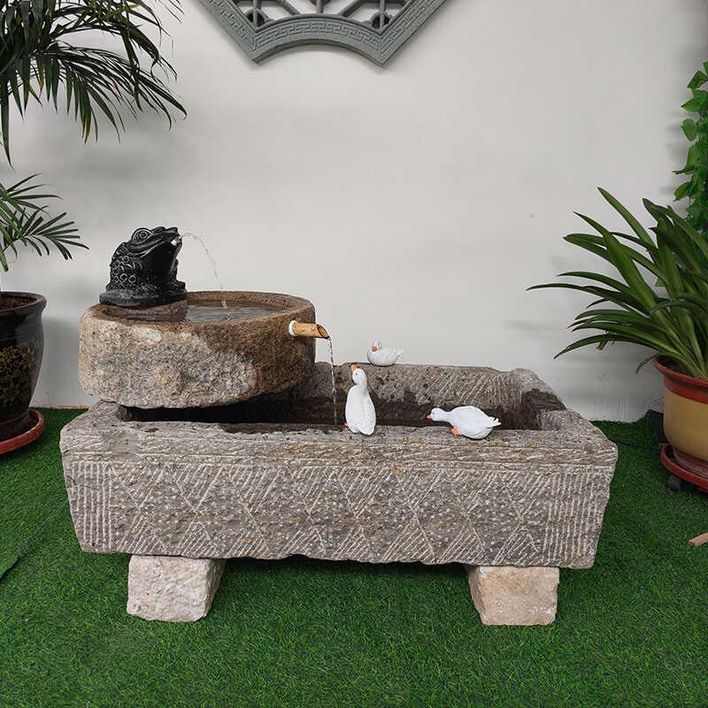 老石槽复古鱼缸旧牛槽马槽猪槽洗手盆花盆老物Q件户外流水摆件装