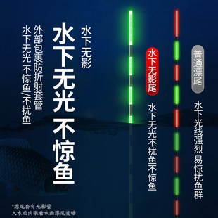 全绿阴天漂尾夜光漂尾配件咬钩变色日夜两用水下无影单独电子漂尾
