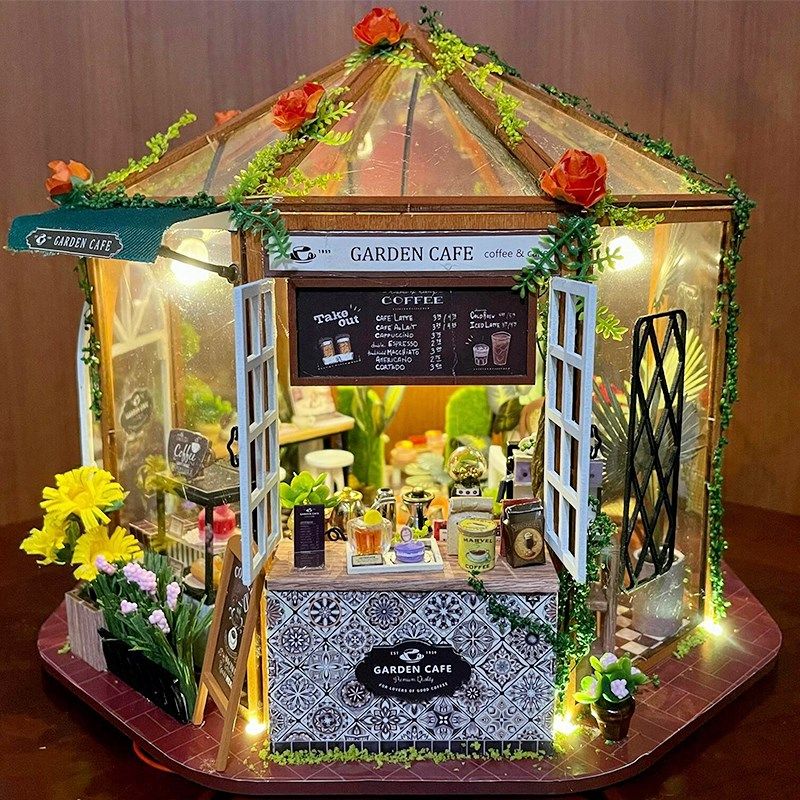 diy小屋花间咖啡手工木制作拼装玩具房子建筑别墅模型生日礼物女,玩具/童车/益智/积木/模型,拼图/拼板,淘宝优惠券,粉丝福利购,淘宝优惠卷